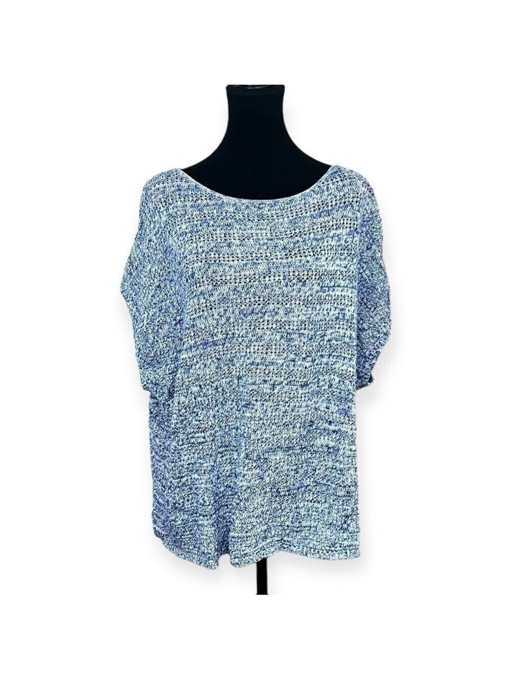 GAP Women's Marled Sleeveless Sweater Crew Neck Size XL Blue White 100% cotton - Picture 2 of 6
